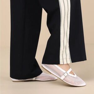 Nolita White Mesh Buckle Ballet Flats